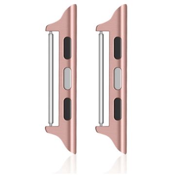 1 Pair Apple Watch Series 49mm - 45mm - 44mm - 42mm Watchband Connector Adapter, 14mm - Rose Pink