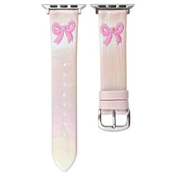 Apple Watch Series 49mm - 45mm - 44mm - 42mm Watch Band Bowknot Decor - Gradient Light Pink