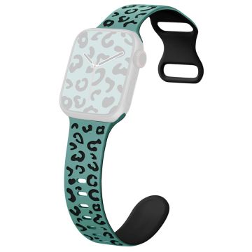 Apple Watch Series 49mm - 45mm - 44mm - 42mm Leopard Silicone Strap - Green+Black