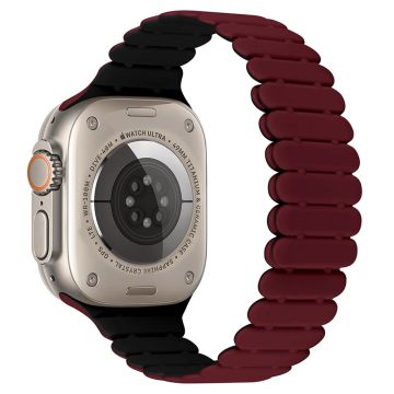 Apple Watch Series 49mm - 45mm - 44mm - 42mm Bamboo Joint Strap - Wine Red+Black