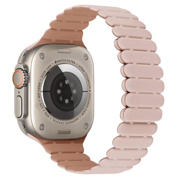 Apple Watch Series 49mm - 45mm - 44mm - 42mm Bamboo Joint Strap - Pink+Rose Grey