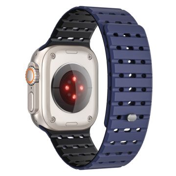 Apple Watch Series 49mm - 45mm - 44mm - 42mm Breathable Silicone Strap - Dark Blue+Black