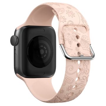 Apple Watch Series 49mm - 45mm - 44mm - 42mm Pattern Imprinted Silicone Strap - Pink