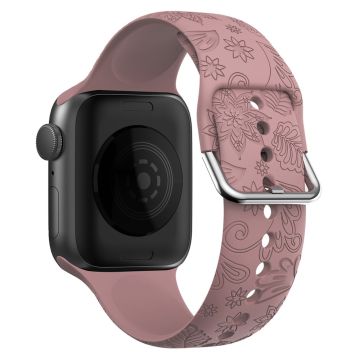 Apple Watch Series 49mm - 45mm - 44mm - 42mm Pattern Imprinted Silicone Strap - Light Coffee