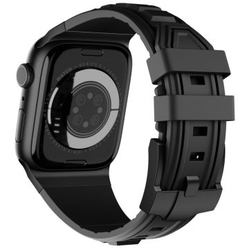KALEBOL Apple Watch Series 49mm - 45mm - 44mm - 42mm Silicone Watch Band - Black+Black