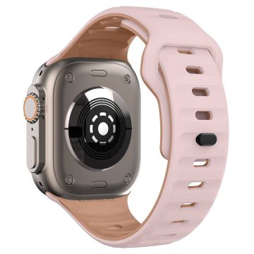 KALEBOL Apple Watch Series 49mm - 45mm - 44mm - 42mm Silicone Watch Strap - Pink+Rose Grey