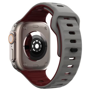 KALEBOL Apple Watch Series 49mm - 45mm - 44mm - 42mm Silicone Watch Strap - Space Grey+Wine Red