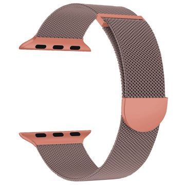 KALEBOL Apple Watch Series 49mm - 45mm - 44mm - 42mm Milanese Metal Watch Band - Pink / Orange