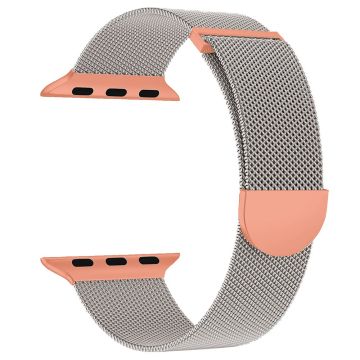 KALEBOL Apple Watch Series 49mm - 45mm - 44mm - 42mm Milanese Metal Watch Band - Starlight / Orange