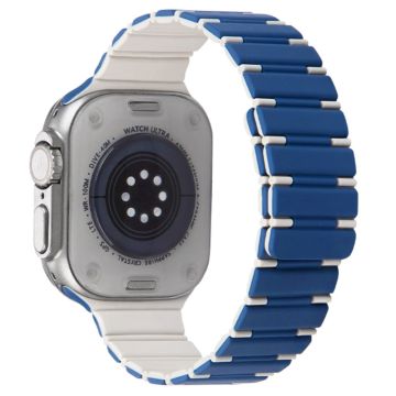 Apple Watch Series 49mm - 45mm - 44mm - 42mm Magnetic Smartwatch Band - Dark Blue+White