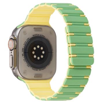 Apple Watch Series 49mm - 45mm - 44mm - 42mm Magnetic Smartwatch Band - Mint Green+Light Yellow