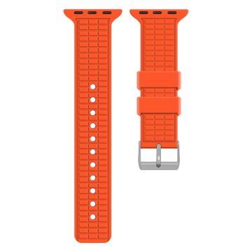 Apple Watch Series 49mm - 45mm - 44mm - 42mm Grid Silicone Strap - Orange