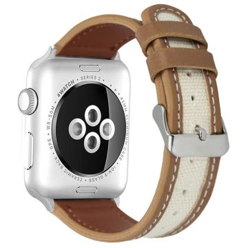 KALEBOL Apple Watch Series 49mm - 45mm - 44mm - 42mm Dual Color Watch Band - Light Brown+White