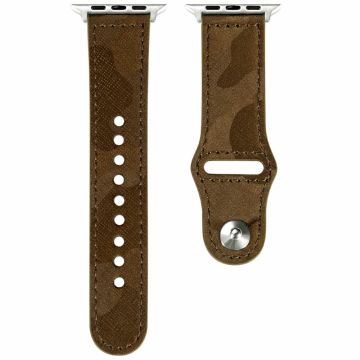 KALEBOL Apple Watch Series 49mm - 45mm - 44mm - 42mm Genuine Cow Leather Strap - Yellow Brown