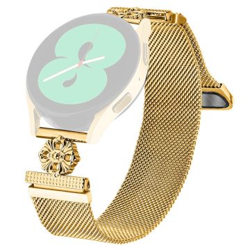 Samsung Galaxy Watch Active Milanese Band Flower Stainless Steel Magnetic Mesh Watch Strap - Gold