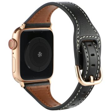 Apple Watch Series 49mm - 45mm - 44mm - 42mm Watch Strap - Black+Rose Gold Buckle