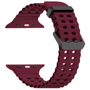 Silicone Strap for Apple Watch Series 49mm - 45mm - 44mm - 42mm Ocean Band - Wine Red