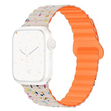 Magnetic Silicone Strap Apple Watch Series 49mm - 45mm - 44mm - 42mm - Starlight+Orange