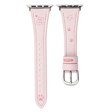 Puppy Paw Leather Strap Apple Watch Series 41mm - 40mm - 38mm - Pink