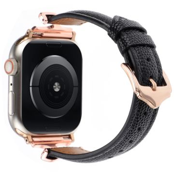 Apple Watch Series 49mm - 45mm - 44mm - 42mm Leather Watch Band - Rose Gold / Black