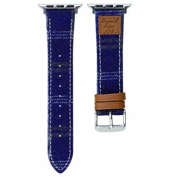 Wool + Leather Strap Apple Watch Series 49mm - 45mm - 44mm - 42mm - Blue