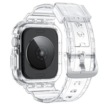 Integrated TPU Strap + Watch Case Apple Watch Series 10 46mm / Ultra 2 / Ultra 49mm / 9 8 7 45mm / SE (2023) SE (2022) SE 6 5 4 44mm / 3 2 1 42mm - Transparent