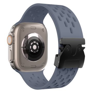 Hollow Silicone Strap Apple Watch Series 10 46mm / Ultra 2 / Ultra 49mm / 9 8 7 45mm / SE (2023) SE (2022) SE 6 5 4 44mm / 3 2 1 42mm - Blue Grey+Black Buckle