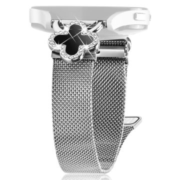 Samsung Galaxy Watch Active2 40mm / 44mm Milanese Band Stainless Steel Magnetic Watch Strap with Clover Connector, Size: S - Silver / Black
