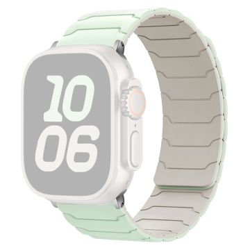 Silicone Strap Apple Watch Series 10 46mm Magnetic Band - Light Mint Green+Starlight