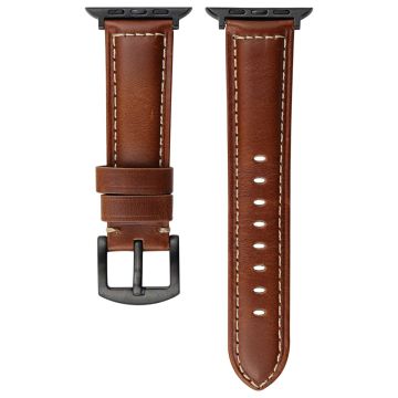 Watch Band Apple Watch Series 10 46mm Genuine Cow Leather Strap - Brown