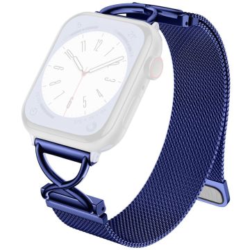 LEMONDA Size L Apple Watch Series 10 46mm Metal Strap Milanese Watch Band - Blue