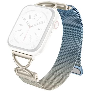 LEMONDA Size L Apple Watch Series 10 46mm Metal Strap Milanese Watch Band - Gradient Starlight