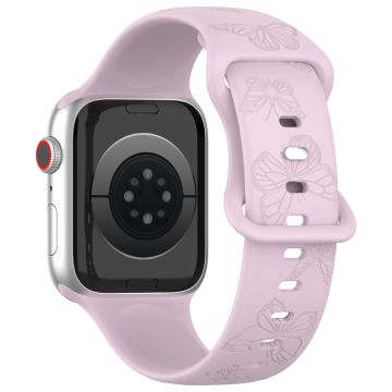 KALEBOL Butterfly Imprint Watch Strap Apple Watch Series 10 46mm Silicone Band - Lavender