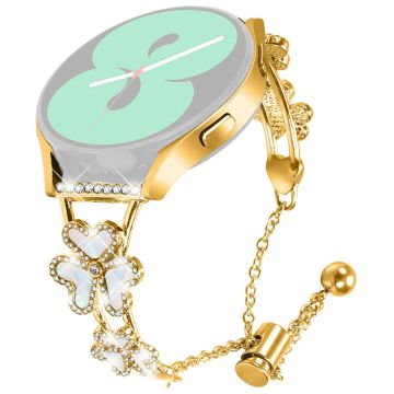 Metal Band Heart Clover Decor Samsung Galaxy Watch Active2 44mm / 40mm Watch Strap - Gold