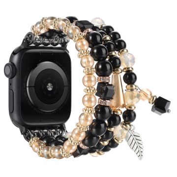 Beaded Bracelet Apple Watch Series 10 46mm Replacement Watch Band - Black