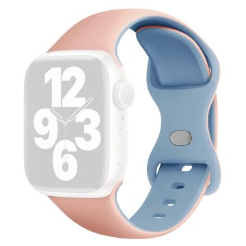 KALEBOL Silicone Strap Apple Watch Series 10 46mm Butterfly Buckle Band - Pink + Misty Blue