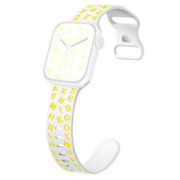 KALEBOL Alphabet Silicone Strap Apple Watch Series 10 46mm Epoxy Band - White + Yellow