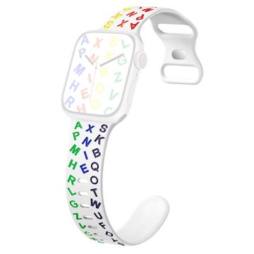 KALEBOL Alphabet Silicone Strap Apple Watch Series 10 46mm Epoxy Band - White + Multi-color