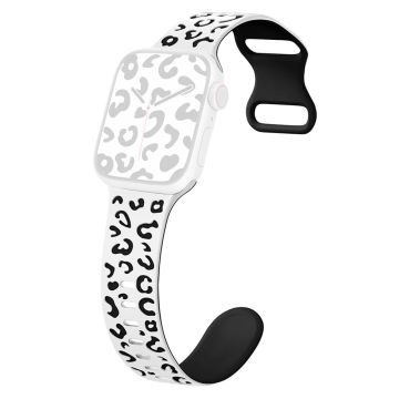 KALEBOL Leopard Silicone Band Apple Watch Series 10 46mm Dual Color Strap - White + Black