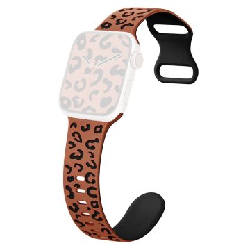 KALEBOL Leopard Silicone Band Apple Watch Series 10 46mm Dual Color Strap - Brown + Black