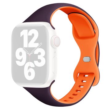 KALEBOL Silicone Strap Apple Watch Series 10 46mm Butterfly Buckle Band - Berry Purple + Orange