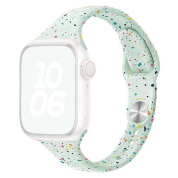 KALEBOL Silicone Watch Strap Apple Watch Series 10 46mm Colorful Flakes Band - Soft Mint