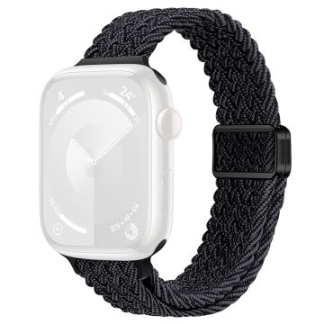 KALEBOL Braided Watch Strap Apple Watch Series 10 46mm Magnetic Nylon Wristbands - Graphite Black