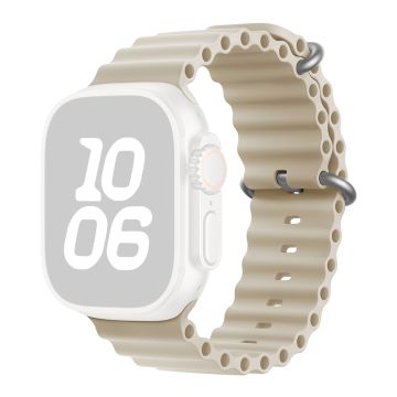 KALEBOL Ocean Silicone Band Apple Watch Series 10 46mm Breathable Soft Watch Strap - Antique White