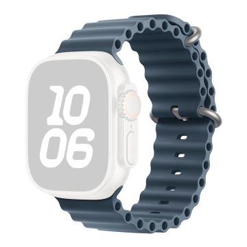 KALEBOL Ocean Silicone Band Apple Watch Series 10 46mm Breathable Soft Watch Strap - Rock Blue