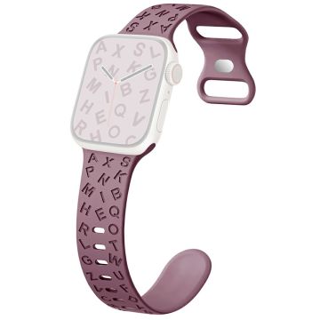 KALEBOL Silicone Band Apple Watch Series 10 46mm Alphabet Pattern Watch Strap - Smoky Purple