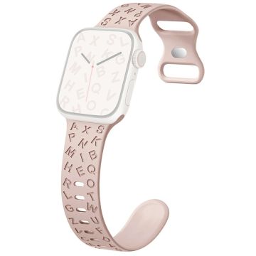 KALEBOL Silicone Band Apple Watch Series 10 46mm Alphabet Pattern Watch Strap - Deep Pink