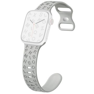 KALEBOL Silicone Band Apple Watch Series 10 46mm Alphabet Pattern Watch Strap - Grey