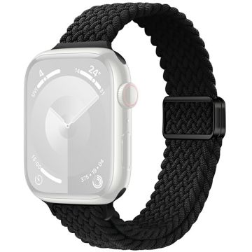 KALEBOL Braided Watch Band Apple Watch Series 10 46mm Elastic Nylon Strap - Black