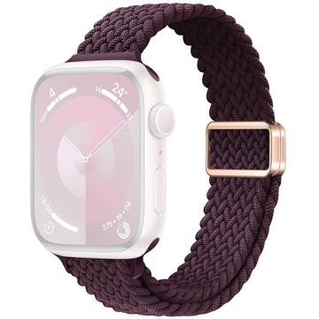 KALEBOL Braided Watch Band Apple Watch Series 10 46mm Elastic Nylon Strap - Cherry